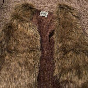 Faux fur vest with sweater backing